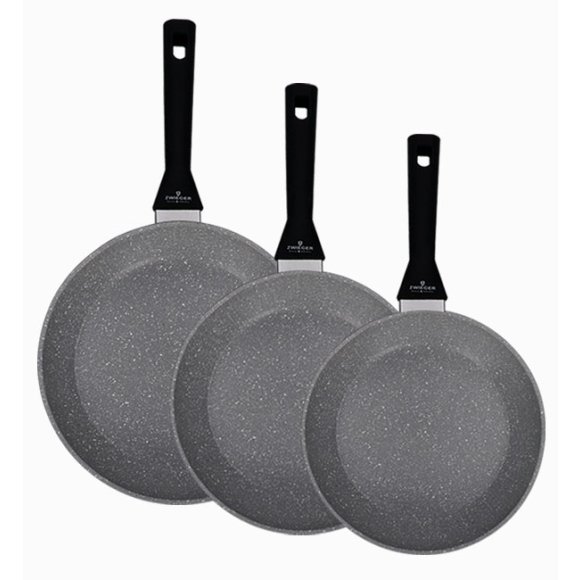 ZWIEGER PRACTI PLUS Komplet patelni 20, 24, 28 cm MARBLE STONE