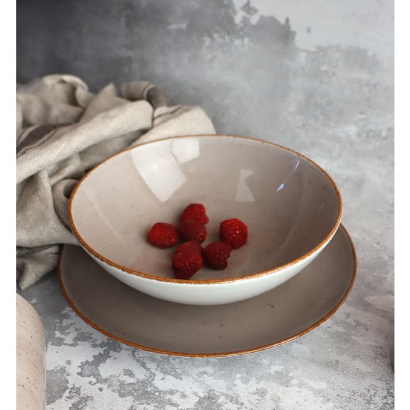 LUBIANA BOSS 6630T Talerz głęboki 18 cm / brązowy / porcelana ręcznie malowana