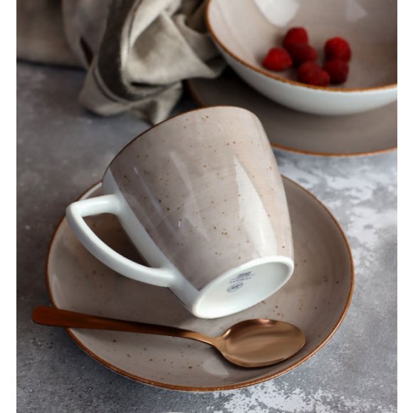 LUBIANA BOSS 6630T Serwis obiadowo - kawowy 30 el / 6 osób / brązowy / porcelana ręcznie malowana