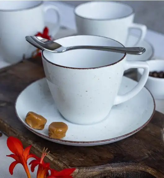 LUBIANA BOSS 6630U Filiżanka 200 ml + spodek / budyniowy / porcelana ręcznie malowana