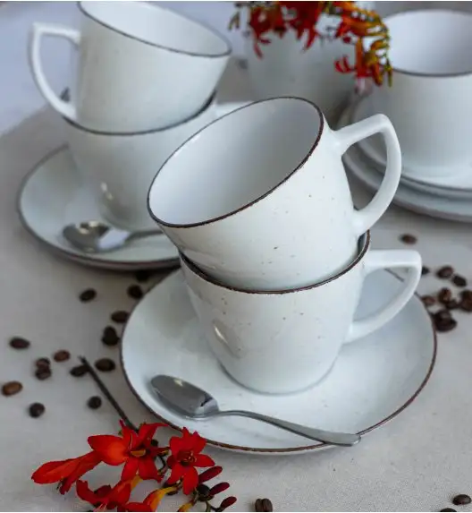 LUBIANA BOSS 6630U Komplet Filiżanka 350 ml + spodek / 6 os / 12 el / budyniowy / porcelana ręcznie malowana