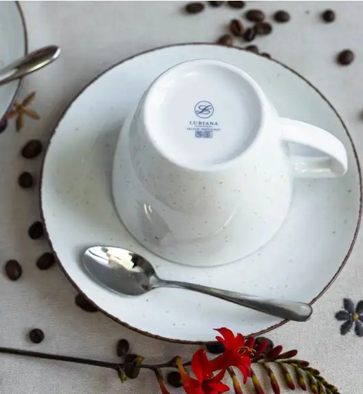 LUBIANA BOSS 6630U Komplet Filiżanka 350 ml + spodek / 6 os / 12 el / budyniowy / porcelana ręcznie malowana