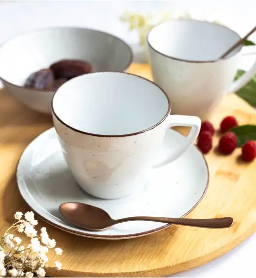 LUBIANA BOSS 6630U Serwis obiadowo - kawowy 30 el / 6 osób / budyniowy / porcelana ręcznie malowana