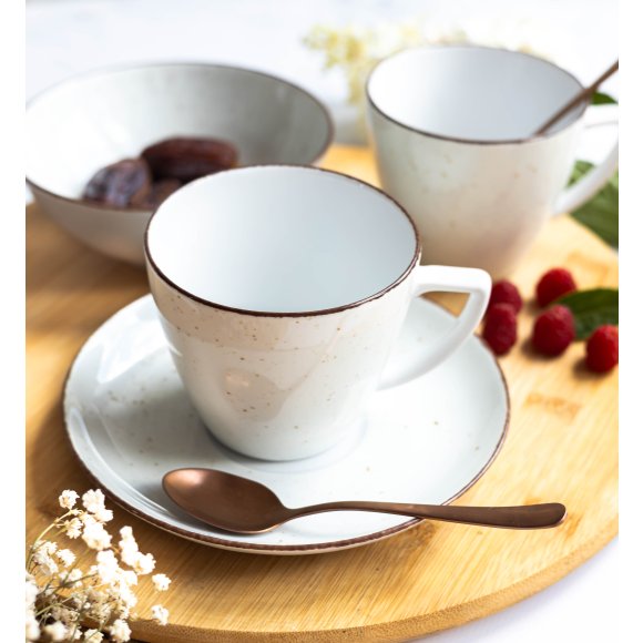 LUBIANA BOSS 6630U Serwis obiadowo - kawowy 30 el / 6 osób / budyniowy / porcelana ręcznie malowana
