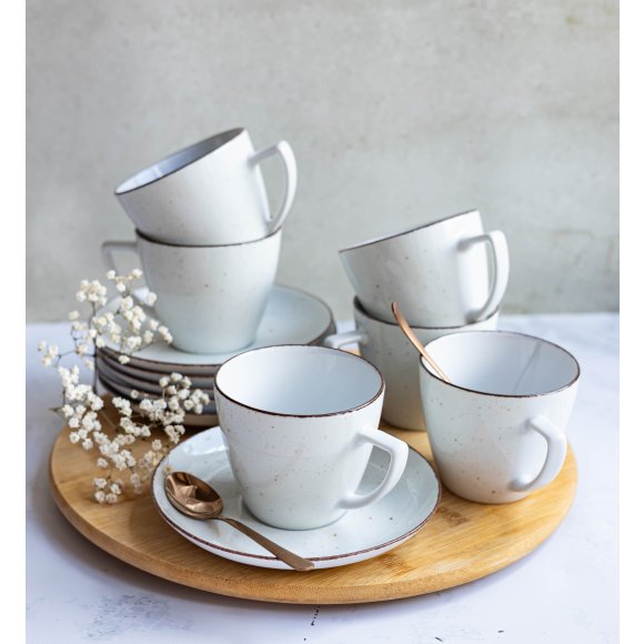 LUBIANA BOSS 6630U Serwis obiadowo - kawowy 30 el / 6 osób / budyniowy / porcelana ręcznie malowana