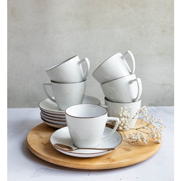 LUBIANA BOSS 6630U Serwis obiadowo - kawowy 60 el / 12 osób / budyniowy / porcelana ręcznie malowana