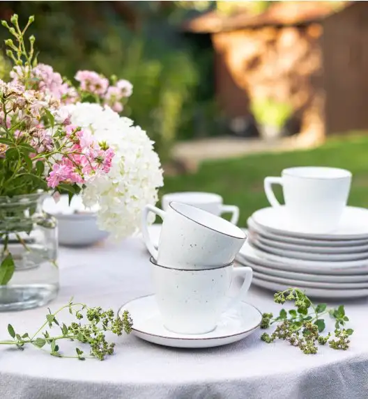 LUBIANA BOSS 6630U Serwis obiadowo - kawowy 120 el / 24 osoby / budyniowy / porcelana ręcznie malowana