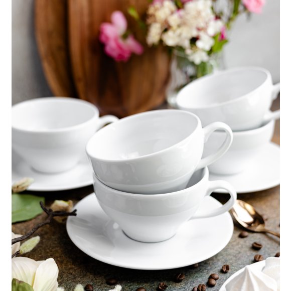 LUBIANA PAULA Komplet Filiżanka 300 ml + spodek 17 cm / 6 os / 12 el / porcelana