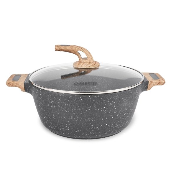 KonigHOFFER FEGATO Garnek granitowy z pokrywką 6,2 L / Greblon C3 Granite