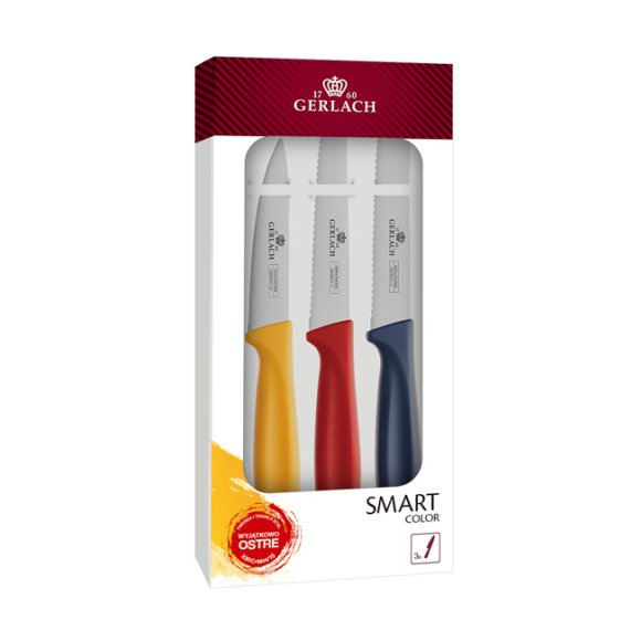 GERLACH SMART COLOR Komplet 3 noży w pudełku / antypoślizgowa rękojeść