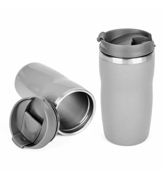 TADAR FLIP Kubek podróżny 280 ml  / szary / stal nierdzewna