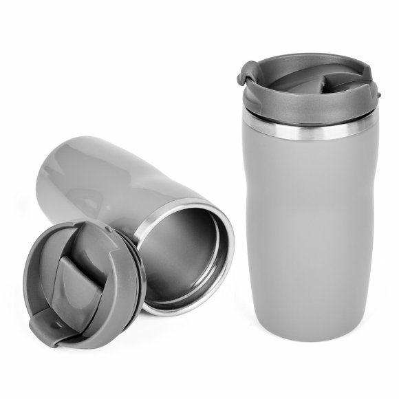 TADAR FLIP Kubek podróżny 280 ml  / szary / stal nierdzewna