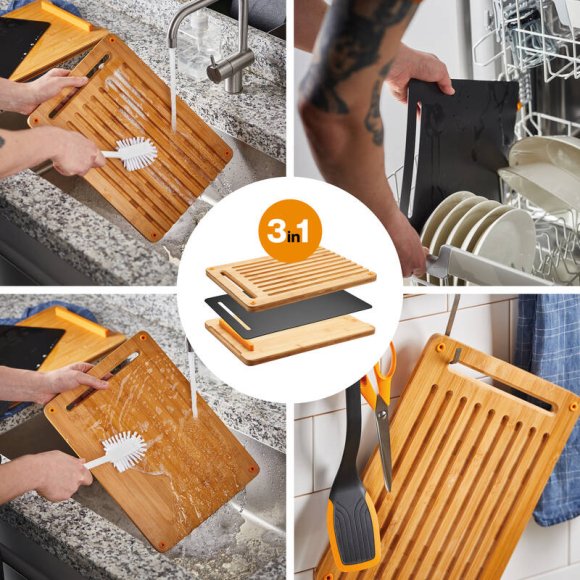 FISKARS FUNCTIONAL FORM Zestaw desek do krojenia oraz serwowania / bambus + tworzywo