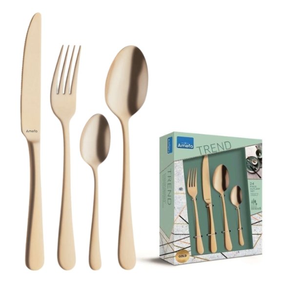 AMEFA AUSTIN VINTAGE Sztućce UE 24 el pudełko / 6 os RETRO STYL / złote / wieczysta gwarancja