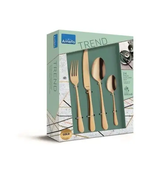 AMEFA AUSTIN VINTAGE Sztućce UE 24 el pudełko / 6 os RETRO STYL / złote / wieczysta gwarancja