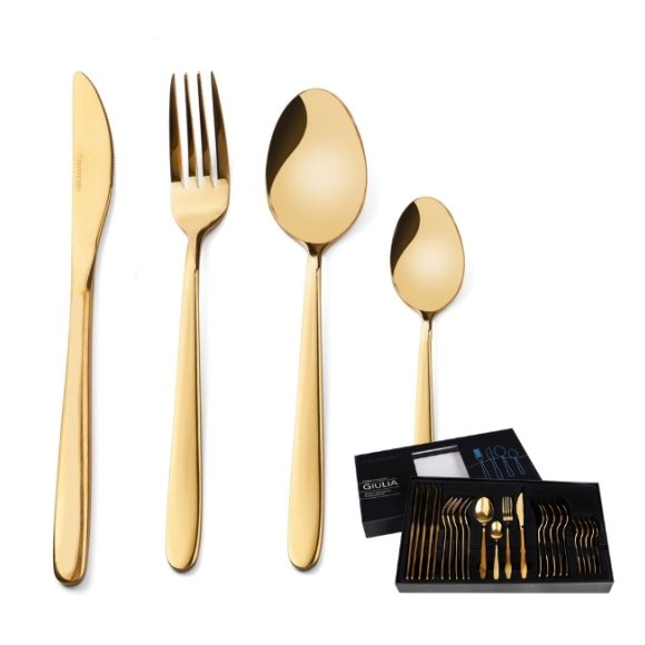 STARKE PRO GIULIA Sztućce Komplet 24 el w pudełku / 6 osób / złote / stal szlachetna 