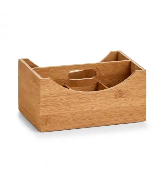 ZELLER Pudełko do przechowywania z uchwytem i 4 przegródkami 25x18 cm / drewno bambusowe