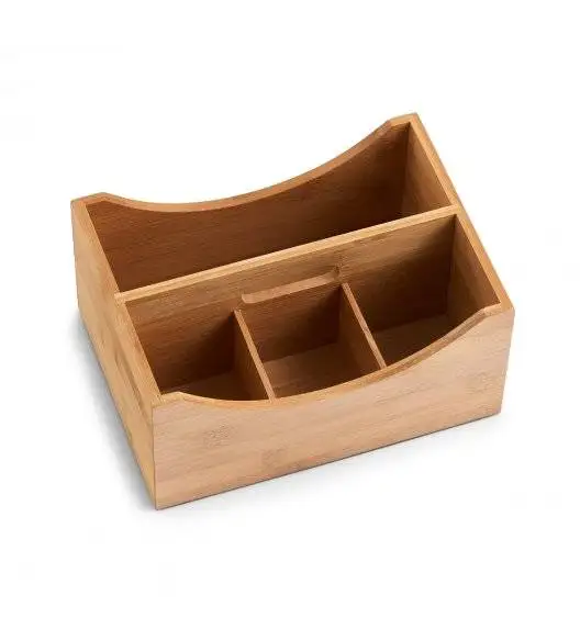 ZELLER Pudełko do przechowywania z uchwytem i 4 przegródkami 25x18 cm / drewno bambusowe