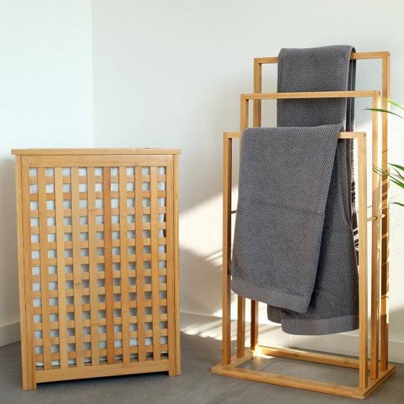 ZELLER Stojący wieszak na ręczniki 81,5 cm / drewno bambusowe