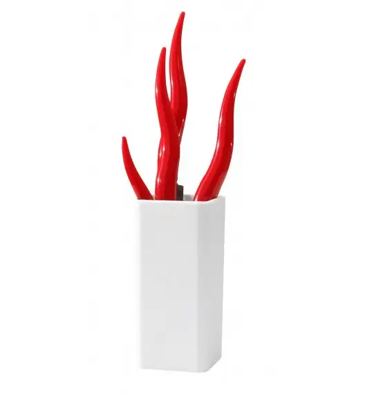 Sztućce Vialli Design Mio Tullio komplet czerwono-biały 5 elementów / 1 osoba elegancki stojak.