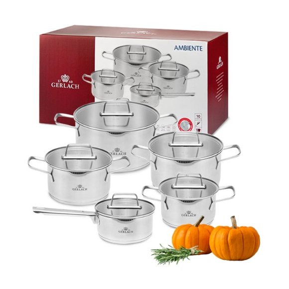 GERLACH AMBIENTE Komplet Garnki z pokrywkami 10 el / stal nierdzewna / indukcja