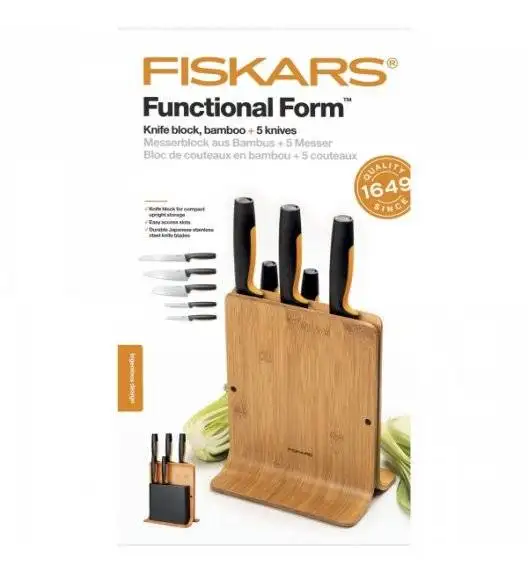 FISKARS FUNCTIONAL FORM 1057552 Komplet 5 noży w bloku + ostrzałka Fiskars Edge