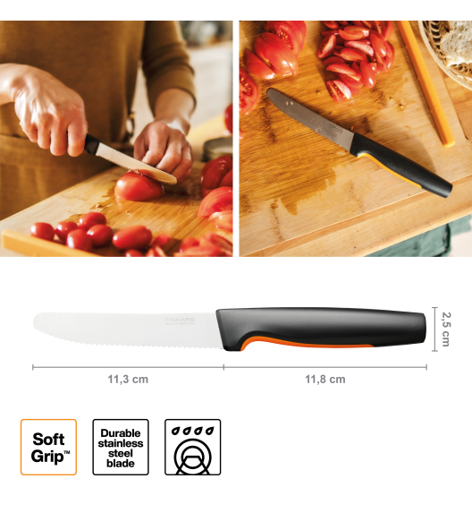 FISKARS FUNCTIONAL FORM 1057543 Nóż do pomidorów 11 cm / stal nierdzewna 
