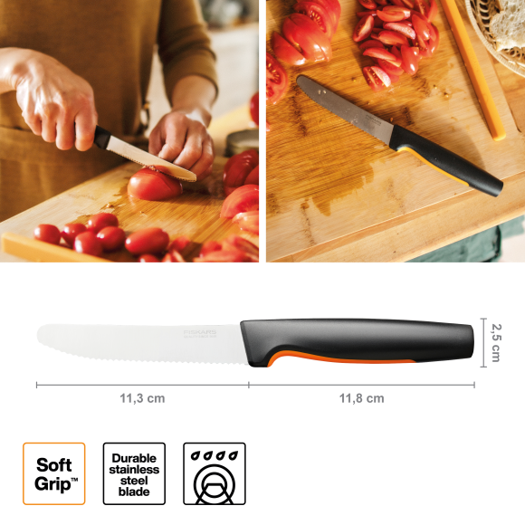 FISKARS FUNCTIONAL FORM 1057543 Nóż do pomidorów 11 cm / stal nierdzewna 