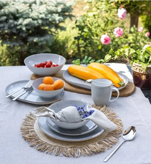 LUBIANA BOSS 6630Z Serwis obiadowy 96 el / 24 osoby / szary / porcelana ręcznie malowana
