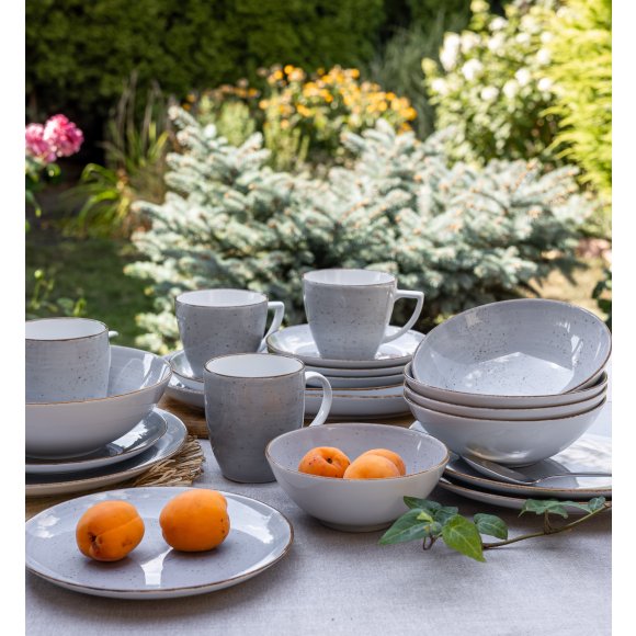 LUBIANA BOSS 6630Z Serwis obiadowy 96 el / 24 osoby / szary / porcelana ręcznie malowana
