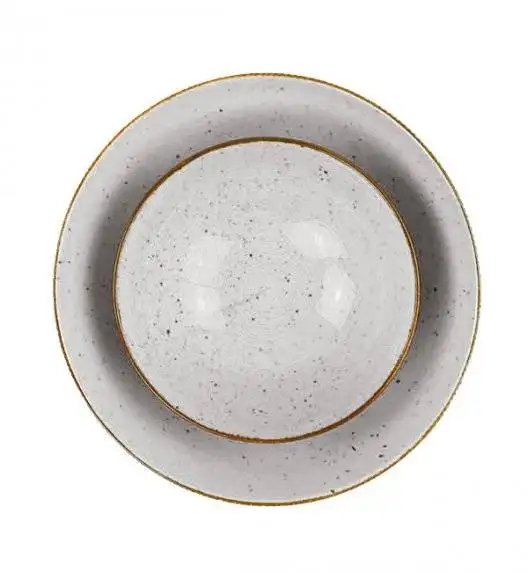 LUBIANA BOSS 6630Z Serwis obiadowy 96 el / 24 osoby / szary / porcelana ręcznie malowana