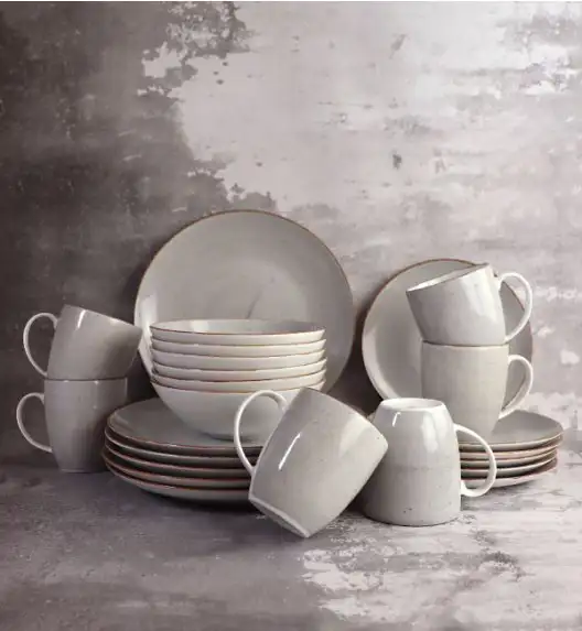 LUBIANA BOSS 6630Z Serwis obiadowy 96 el / 24 osoby / szary / porcelana ręcznie malowana