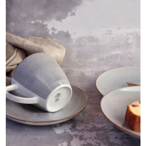 LUBIANA BOSS 6630Z Serwis obiadowo - kawowy 36 el / 6 osób / szary / porcelana ręcznie malowana