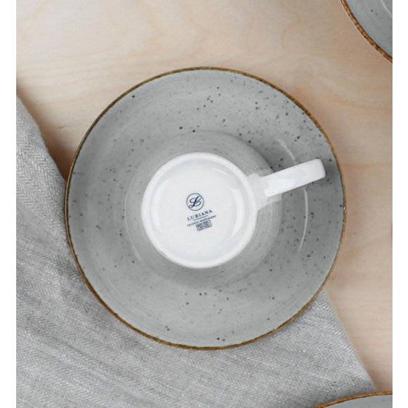 LUBIANA BOSS 6630Z Serwis obiadowo - kawowy 120 el / 24 osoby / szary / porcelana ręcznie malowana