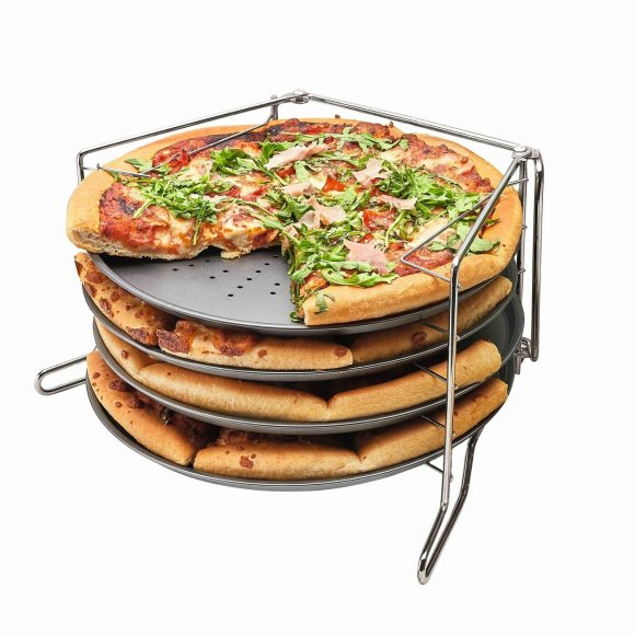 KONIGHOFFER LECKER Komplet 4 form do pizzy 28 cm na stojaku / stal węglowa