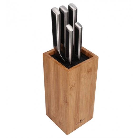 ZWIEGER KLASSIKER Komplet 5 noży w bloku drewnianym / stal nierdzewna + drewno bambusowe