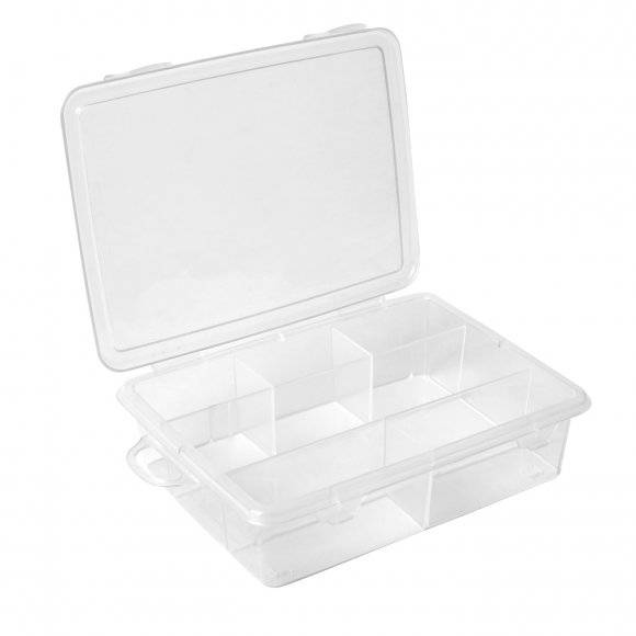 HEGA Organizer / pudełko z przegródkami zamykane / 15,5 x 11 cm / tworzywo sztuczne