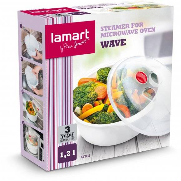 LAMART WAVE Parowar do mikrofali 22 cm / Pojemnik / LT7015