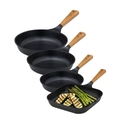 GERLACH NATUR Komplet patelni z powłoką ceramiczną ILAG® Non-Stick / 20, 24, 28 cm, Grillowa 24 cm