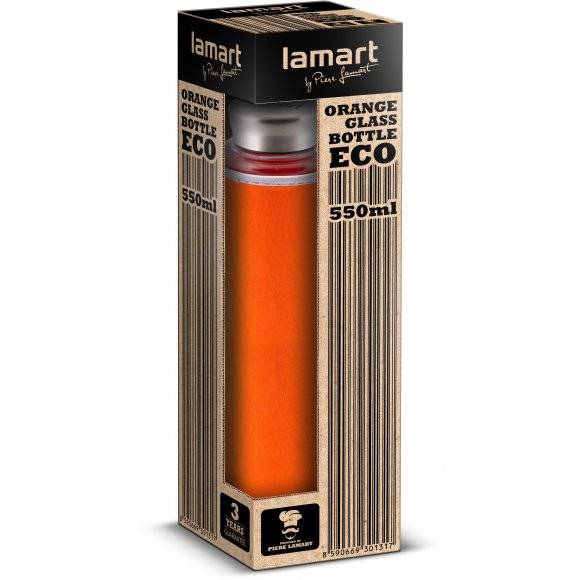 LAMART ECO Butelka szklana z ochraniaczem 550 ml pomarańczowa / LT9030