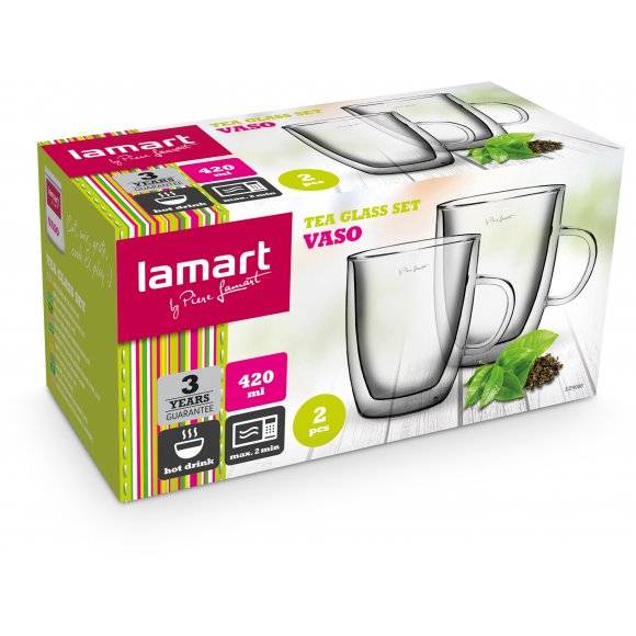 LAMART VASO Zestaw 2 szklanek termicznych do herbaty 420 ml / LT9008