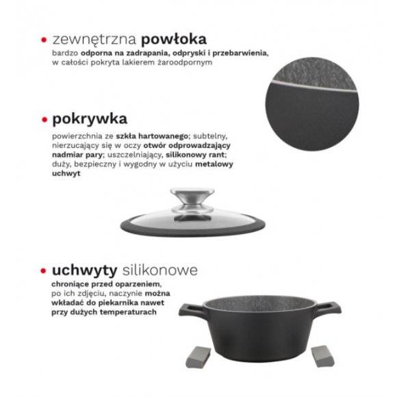 ZWIEGER WHITE STONE Komplet garnków z pokrywkami 6 elementów GREBLON C3 GRANITE non-stick