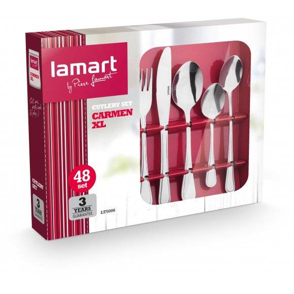 LAMART CARMEN XL Komplet sztućców 48 el dla 8 osób / LT5006