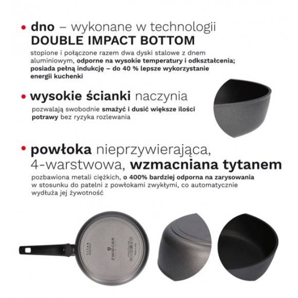 ZWIEGER TITAN Patelnia głęboka 24 cm / Powłoka non-stick