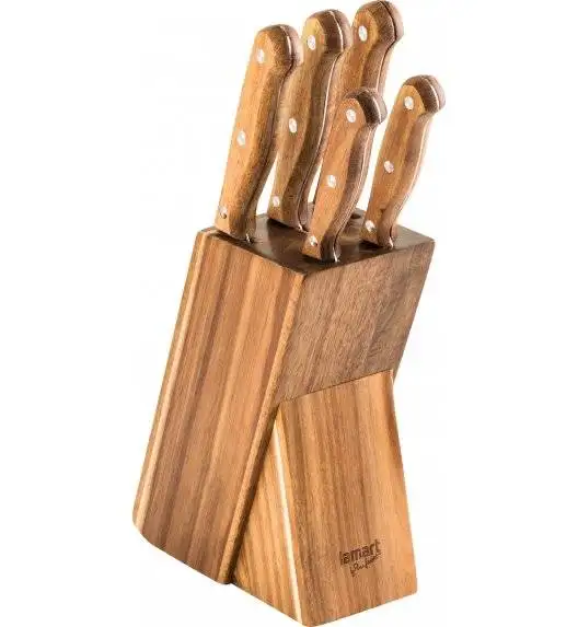 LAMART WOOD Zestaw 5 noży w bloku drewnianym / LT2080