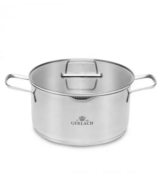 GERLACH AMBIENTE Komplet Garnki z pokrywkami 10 el + Patelnia naleśnikowa 26 cm + Gerlach Natur Patelnia 20, 24, 28 cm