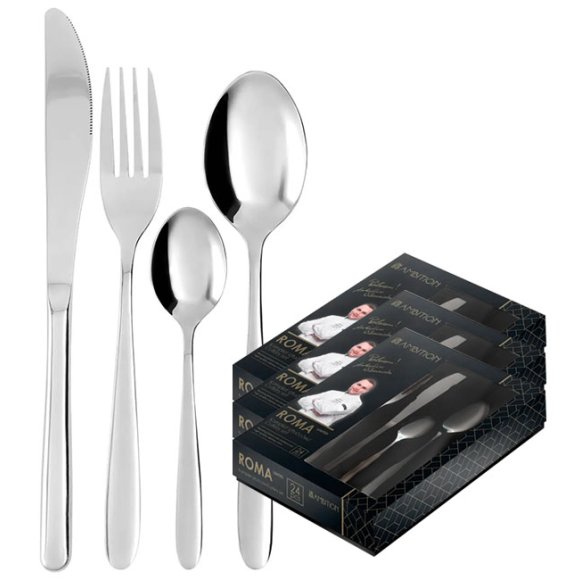 AMBITION ROMA Sztućce Komplet 72 el pudełko / 18 osób / połysk