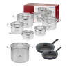 GERLACH AMBIENTE Komplet Garnki z pokrywkami 10 el + Gerlach Ambiente 7 l +Patelnie Granitex 20, 28 cm +pokrywki uniwersalne / stal nierdzewna / indukcja