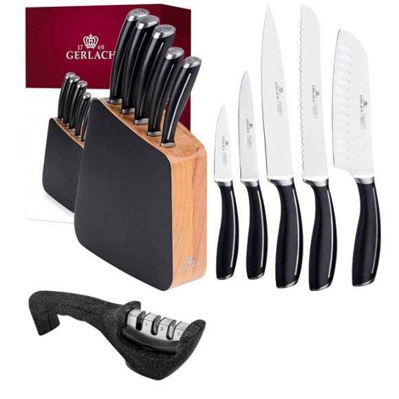 GERLACH LOFT Komplet 5 noży w bloku + ostrzałka 3w1 Granitex 