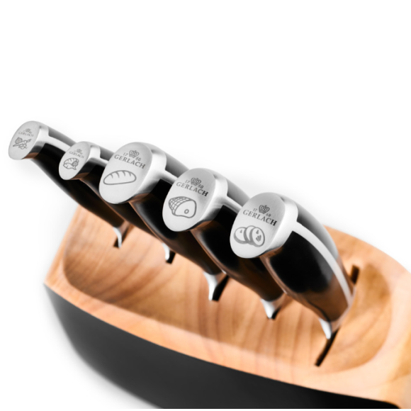 GERLACH LOFT Komplet 5 noży w bloku + Gerlach Natur Tasak do ziół z deską 